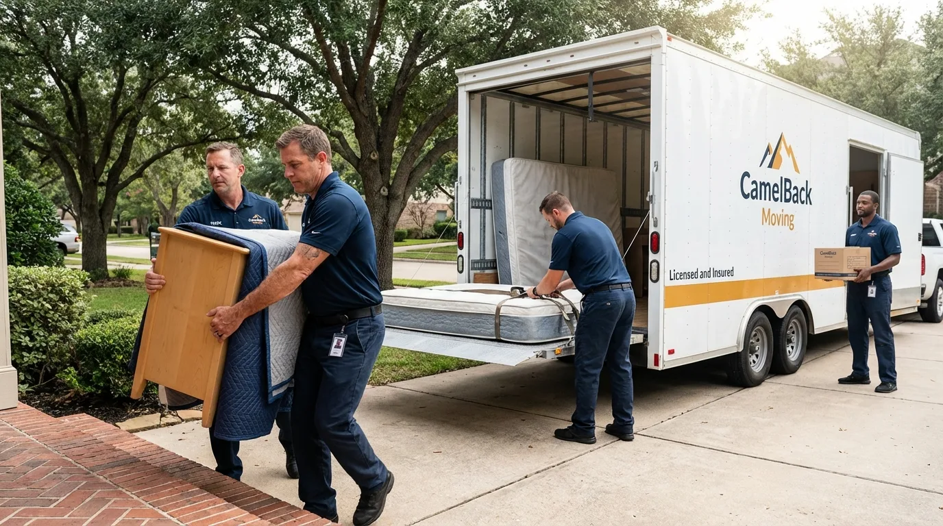 Crew loading residential truck for cross-state move from Warren, RI